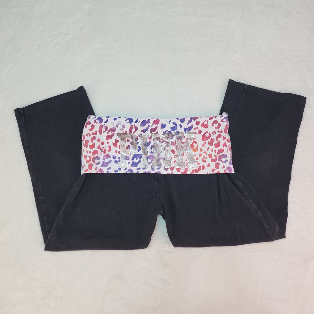 Vintage Y2k Victorias Secret Leopard Rainbow Yoga Pants Capri Foldover Small